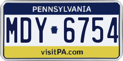 PA license plate MDY6754