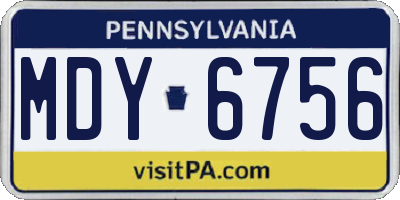 PA license plate MDY6756