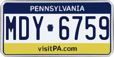PA license plate MDY6759