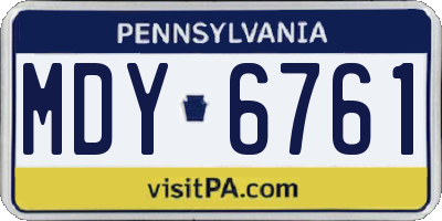 PA license plate MDY6761