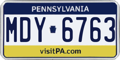 PA license plate MDY6763