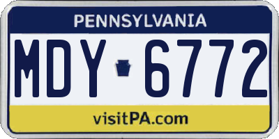PA license plate MDY6772