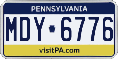 PA license plate MDY6776