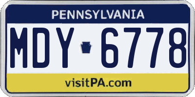 PA license plate MDY6778