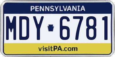 PA license plate MDY6781