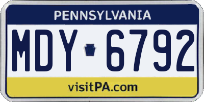 PA license plate MDY6792