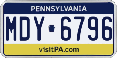 PA license plate MDY6796