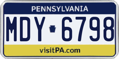 PA license plate MDY6798