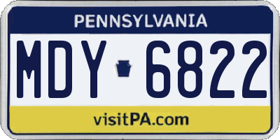PA license plate MDY6822