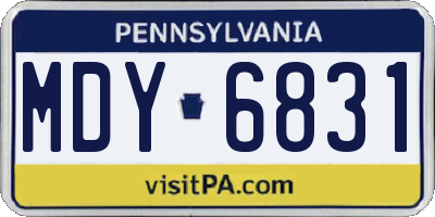 PA license plate MDY6831