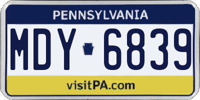PA license plate MDY6839
