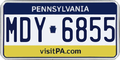 PA license plate MDY6855