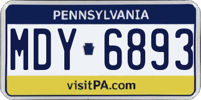 PA license plate MDY6893