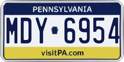 PA license plate MDY6954