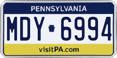 PA license plate MDY6994