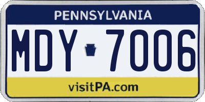 PA license plate MDY7006