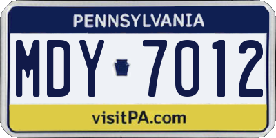 PA license plate MDY7012