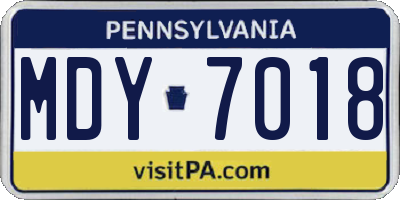 PA license plate MDY7018