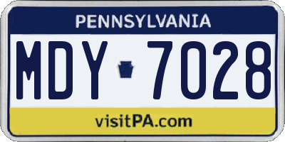 PA license plate MDY7028