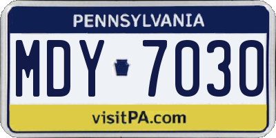PA license plate MDY7030