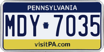 PA license plate MDY7035