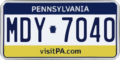 PA license plate MDY7040