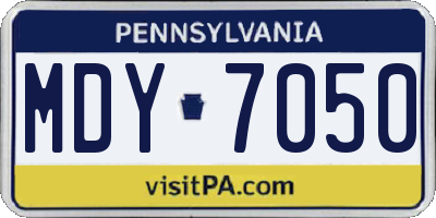 PA license plate MDY7050