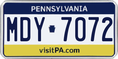 PA license plate MDY7072