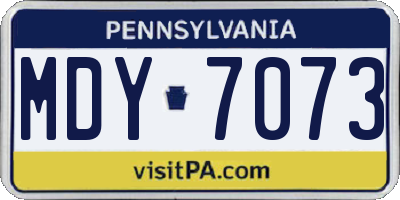 PA license plate MDY7073