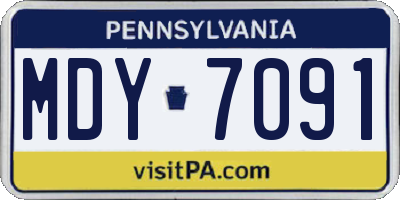 PA license plate MDY7091