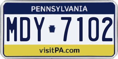 PA license plate MDY7102