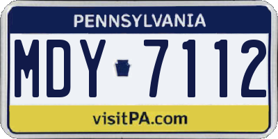 PA license plate MDY7112