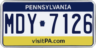 PA license plate MDY7126