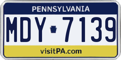 PA license plate MDY7139