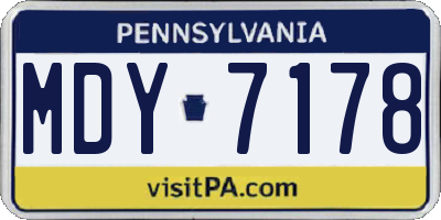 PA license plate MDY7178