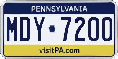 PA license plate MDY7200