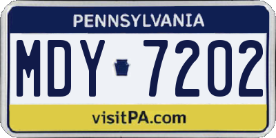 PA license plate MDY7202
