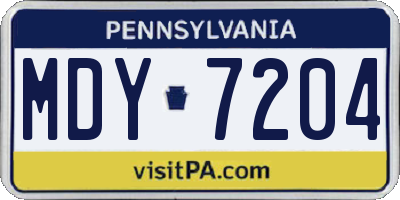 PA license plate MDY7204