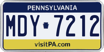 PA license plate MDY7212