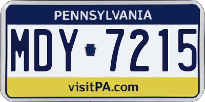 PA license plate MDY7215