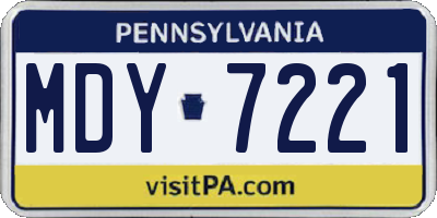 PA license plate MDY7221