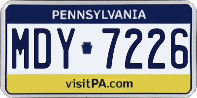 PA license plate MDY7226