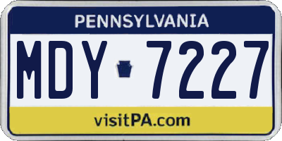PA license plate MDY7227