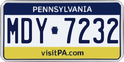 PA license plate MDY7232