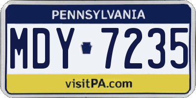 PA license plate MDY7235