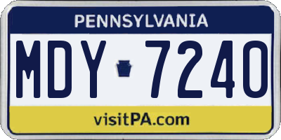 PA license plate MDY7240