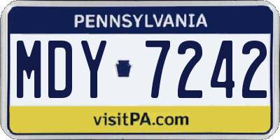 PA license plate MDY7242