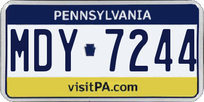 PA license plate MDY7244