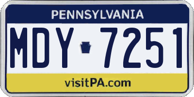 PA license plate MDY7251