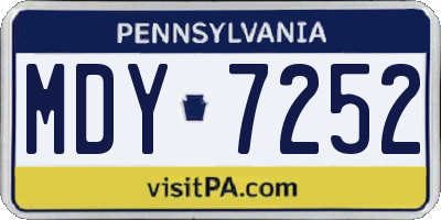 PA license plate MDY7252